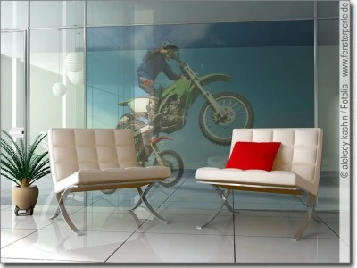 Transparente Fotofolie Glasdruck Motocross
