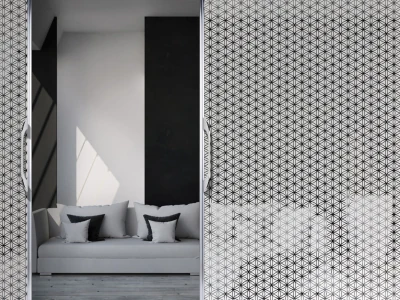 Sichtschutzfolie in Musselinglas Optik mit Lebensblume in 5 cm