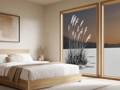 Fensterfolie Schilfgras am Uferrand