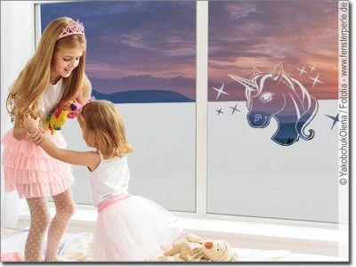 Mobile Preview: Milchglasfolie mit Einhorn als Sichtschutz für das Kinderzimmer