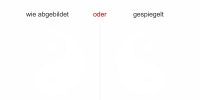 Fenstersticker mit Yin und Yang - Ansicht Ausrichtung mit Farbauswahl