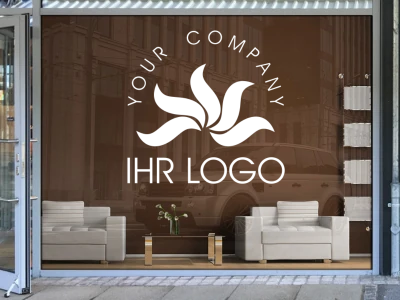 Firmenlogo als Schaufensterbeschriftung auf einem Schaufenster - Ansicht Farbauswahl
