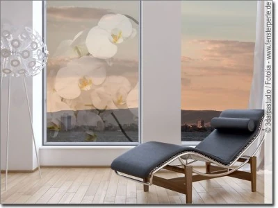 Mobile Preview: selbstklebendes Fensterbild mit weisser Orchidee