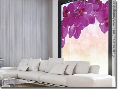 Fensterbild mit Purpurfarbener Orchidee