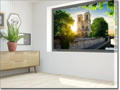 Passgenaue Fensterfolie mit Notre Dame de Paris
