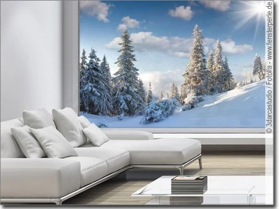 Landschaft im Winter  hochwertiger Druck auf Glas