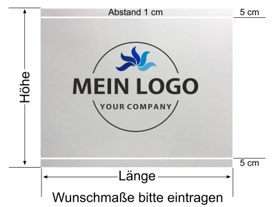 Glasdekorfolie Eigenes Logo als Digitaldruck zwei Streifen - Ansicht Beispielbild