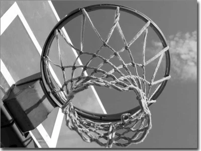 Fotofolie Fensterbild Basketballkorb farbig schwarz-weiß