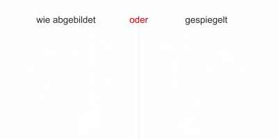 Glastattoo Bambus und Vögel - Ansicht Ausrichtung mit Farbauswahl