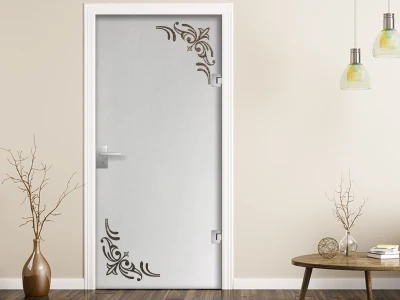 Glastür Sichtschutzfolie Ecken Lilie