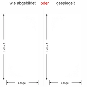 Glastür Sichtschutzfolie Ecken Lilie - Ansicht Ausrichtung und Farbauswahl