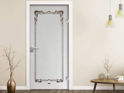 Glastür Sichtschutzfolie Jugendstil Rahmen