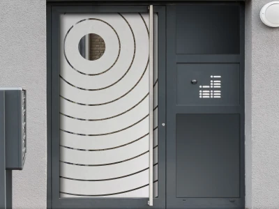 Glastür Sichtschutzfolie Linienkreise auf Haustür