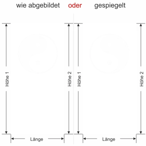 Glastür Sichtschutzfolie Yin & Yang - Ansicht Ausrichtung und Farbauswahl - Vorschlag 2