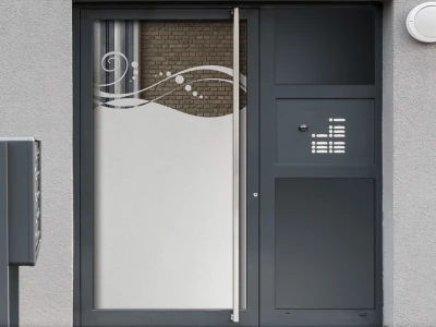Milchglasfolie Design Welle auf Eingangstür