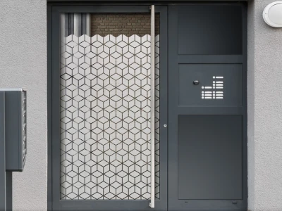 Milchglasfolie Geometrische Würfel auf Haustür