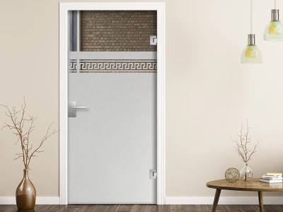 Milchglasfolie Mäanderband auf Zimmertür