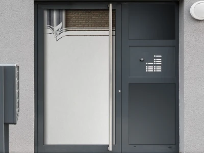 Milchglasfolie Modern Art auf Eingangstür