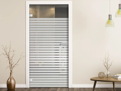 Milchglasfolie Streifen 5/1 auf Zimmertür