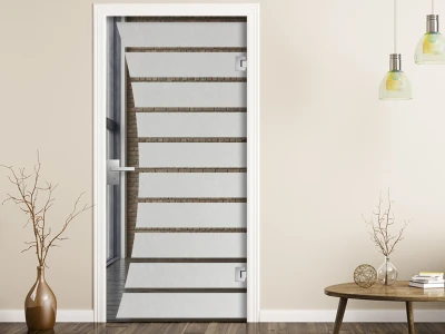 Milchglasfolie Streifenbogen auf Zimmertür