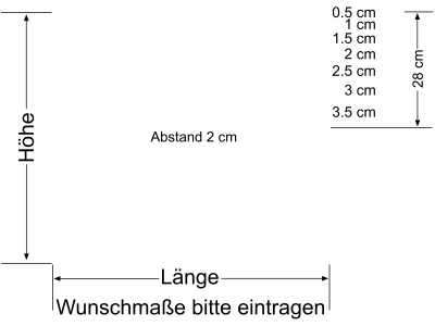 Milchglasfolie Streifen Verlauf 28/2 - Ansicht Farbauswahl und Anleitung zur Größenberechnung