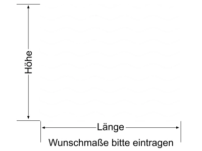 Milchglasfolie Wellen 10/1 - Ansicht Farbauswahl und Anleitung zur Größenberechnung