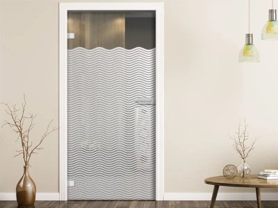 Milchglasfolie Wellen 3/0,5 auf Zimmertür