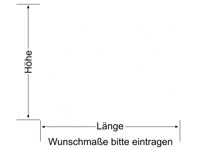 Milchglasfolie Wellen 5/0,5 - Ansicht Farbauswahl und Anleitung zur Größenberechnung