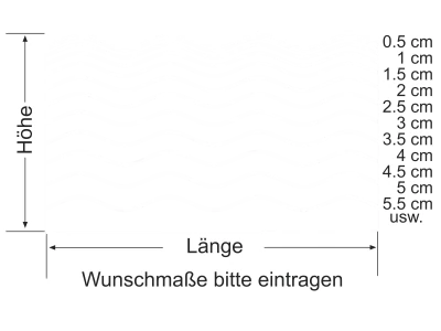 Milchglasfolie Wellen Verlauf - Ansicht Farbauswahl und Anleitung zur Größenberechnung