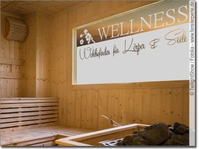Mobile Preview: Milchglasfolie Wellness für die Sauna oder den Ruheraum