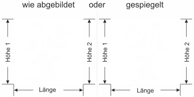 Sichtschutzfolie Bambusstrauch und Vögel am Ufer - Ansicht Ausrichtung mit Farbauswahl und Anleitung zur Größenberechnung - Vorschlag 2