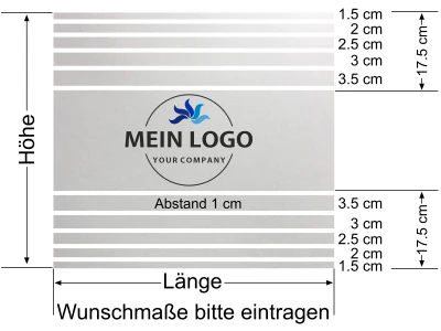 Sichtschutzfolie Eigenes Logo als Digitaldruck Streifendesign - Ansicht Beispielbild