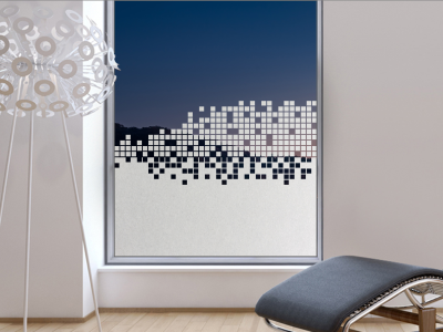 Sichtschutzfolie Gewerbe Design Quadrate auf Fenster