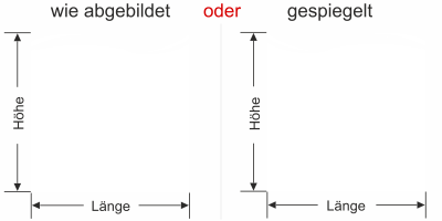 Sichtschutzfolie Gewerbe Elegante Welle - Ansicht Farbauswahl, Ausrichtung und Anleitung zur Größenberechnung