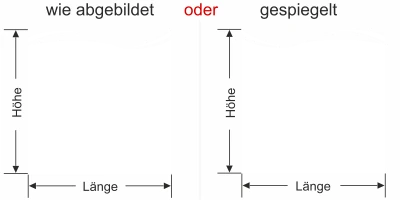 Sichtschutzfolie Gewerbe Elegante Welle - Ansicht Farbauswahl, Ausrichtung und Anleitung zur Größenberechnung