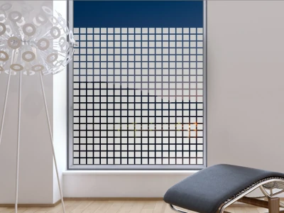 Sichtschutzfolie Gewerbe Kacheln auf Fenster