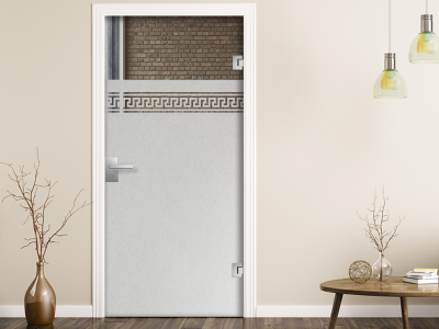 Sichtschutzfolie Gewerbe Mäanderband auf Glastür