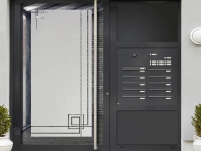 Sichtschutzfolie Gewerbe Modern Art Déco auf Eingangstür