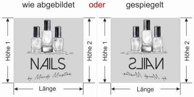 Sichtschutzfolie Gewerbe Kosmetikstudio - Ansicht Ausrichtung mit Farbauswahl Vorschlag 2