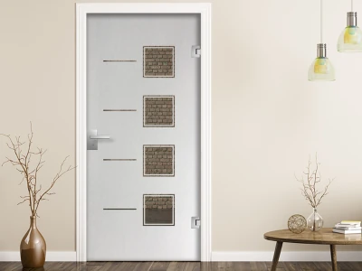 Sichtschutzfolie Gewerbe Quadratdesign auf Glastür