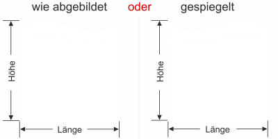Sichtschutzfolie Gewerbe Welle mit Streifen - Ansicht Farbauswahl, Ausrichtung und Anleitung zur Größenberechnung