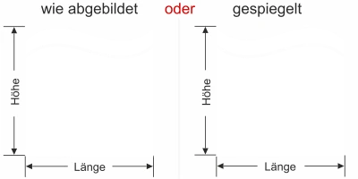 Sichtschutzfolie Gewerbe Welle mit Streifen - Ansicht Farbauswahl, Ausrichtung und Anleitung zur Größenberechnung