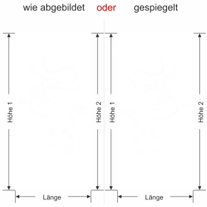 Sichtschutzfolie GewerbeTasse mit Kaffeebohnen - Ansicht Ausrichtung mit Farbauswahl und Anleitung zur Größenberechnung - Vorschlag 1