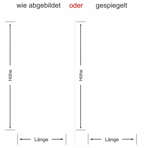 Sichtschutzfolie mit Wunschtext - Ansicht - Ausrichtung und Farbauswahl