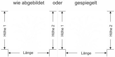 Sichtschutzfolie Pampasgras mit Vogelschwarm - Ansicht Ausrichtung mit Farbauswahl und Anleitung zur Größenberechnung - Vorschlag 2