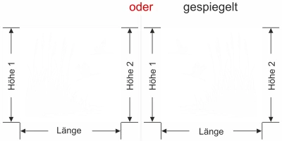 Sichtschutzfolie Schilfgräser und Störche Ansicht Ausrichtung mit Farbauswahl und Anleitung zur Größenberechnung - Vorschlag 2