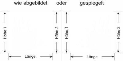 Sichtschutzfolie Ufergräser im Wind - Ansicht Ausrichtung mit Farbauswahl und Anleitung zur Größenberechnung - Vorschlag 2