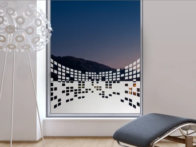 Selbstklebende Sichtschutzfolie mit dem Design verformter Quadrate